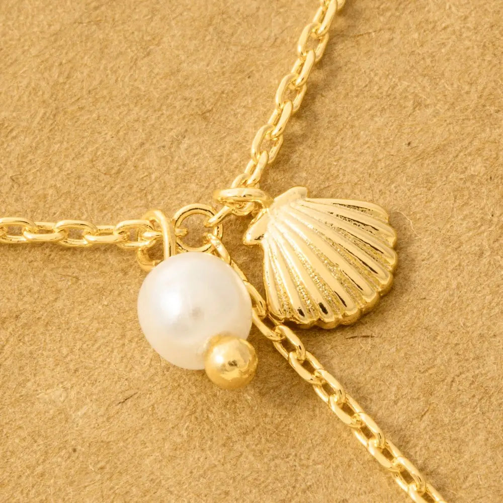 Gold Dipped Star Fish Sea Shell Y Necklace - A.S.