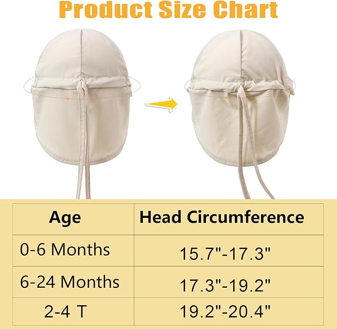 Cream Baby Sun Hat with Breathable Mesh, UPF 50+ Boys Girls Toddler Swim