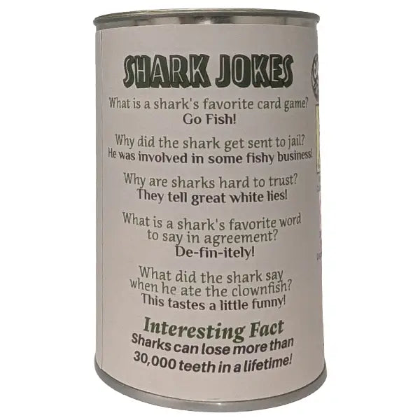 Canned Gifts - Chompers The Canned Shark Eco-Friendly Stuffed Animal Plush W/Jokes