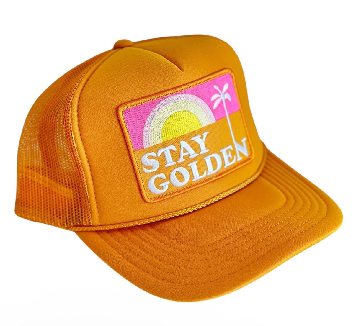 Local Beach Stay Golden Patch Trucker Hat