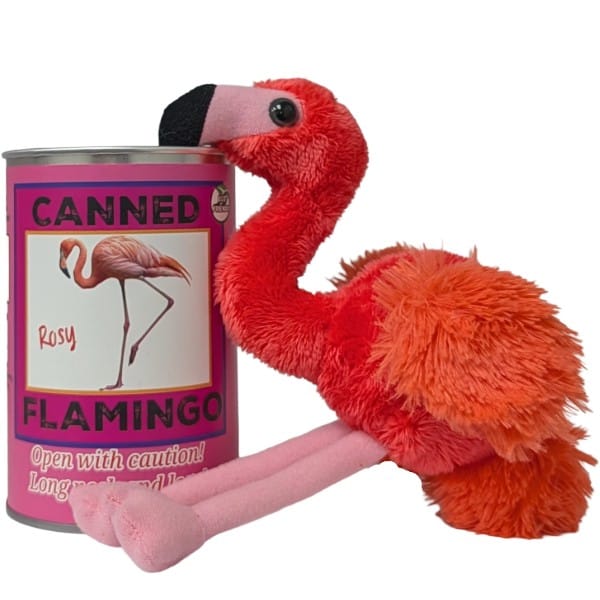 Canned Gifts - Rosy the Canned Flamingo Plush W/Jokes