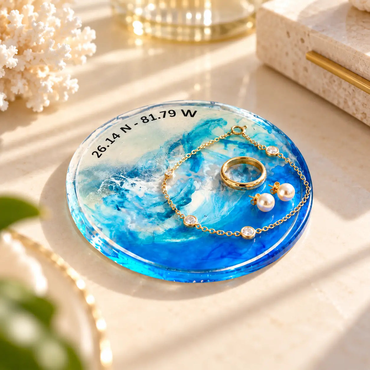 Coastal Resin Coasters - Custom Coordinates