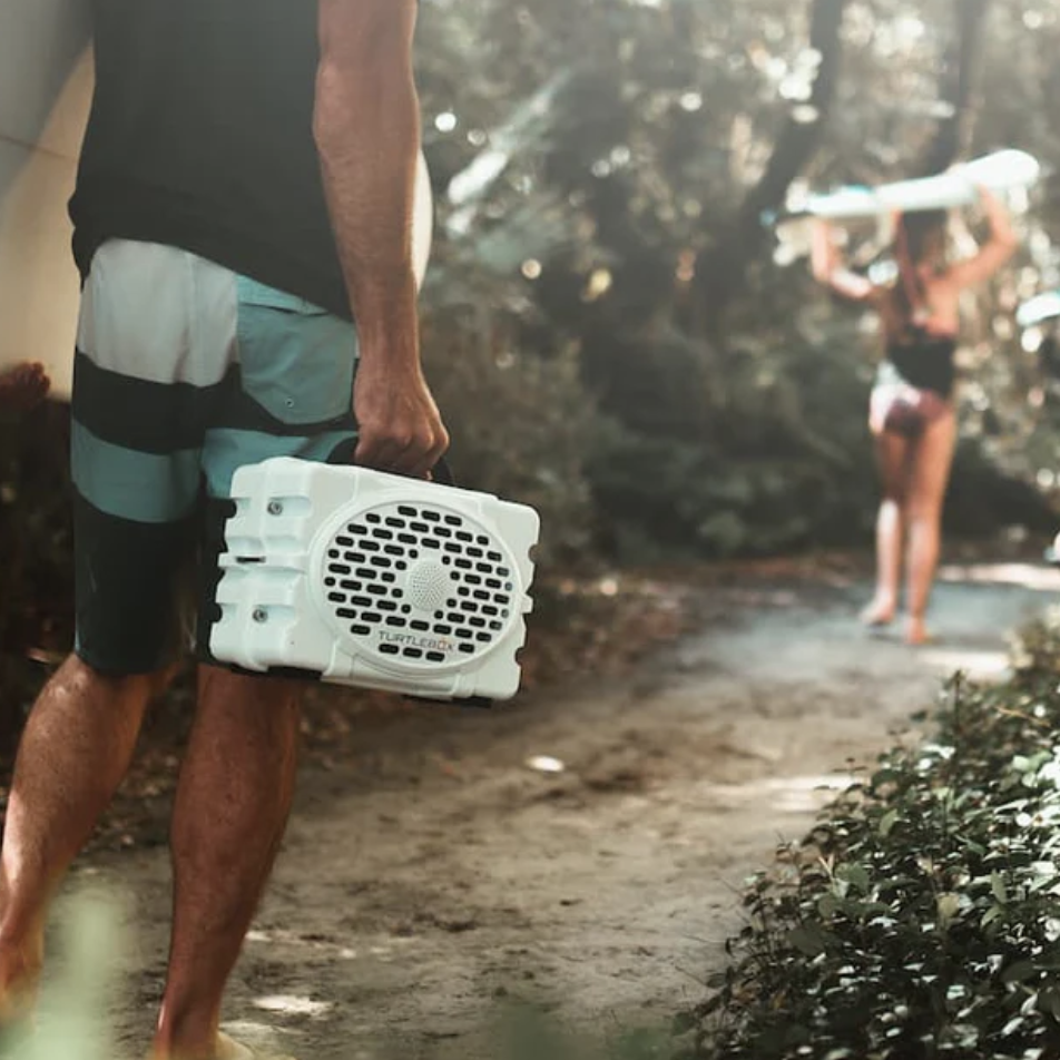 turtlebox speaker in mans hand