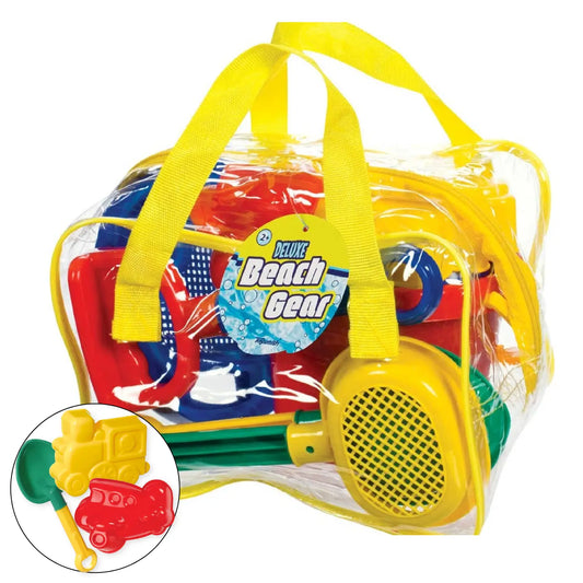 Kids Deluxe Beach Set with Shovel, Bucket, Sifter, Molds - Age Grade: 2+