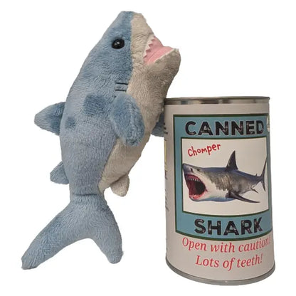 Canned Gifts - Chompers The Canned Shark Eco-Friendly Stuffed Animal Plush W/Jokes