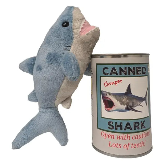 Canned Gifts - Chompers The Canned Shark Eco-Friendly Stuffed Animal Plush W/Jokes
