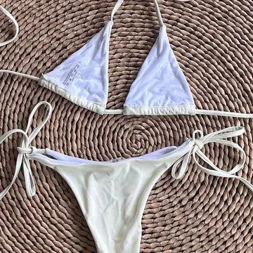 Triangle Bikini Set with Button Accents