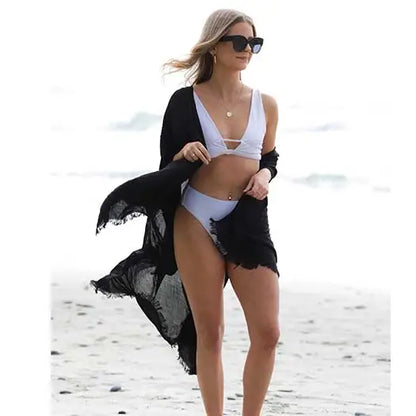 Local Beach Luxe Kimono Cover Up - Black - One Size