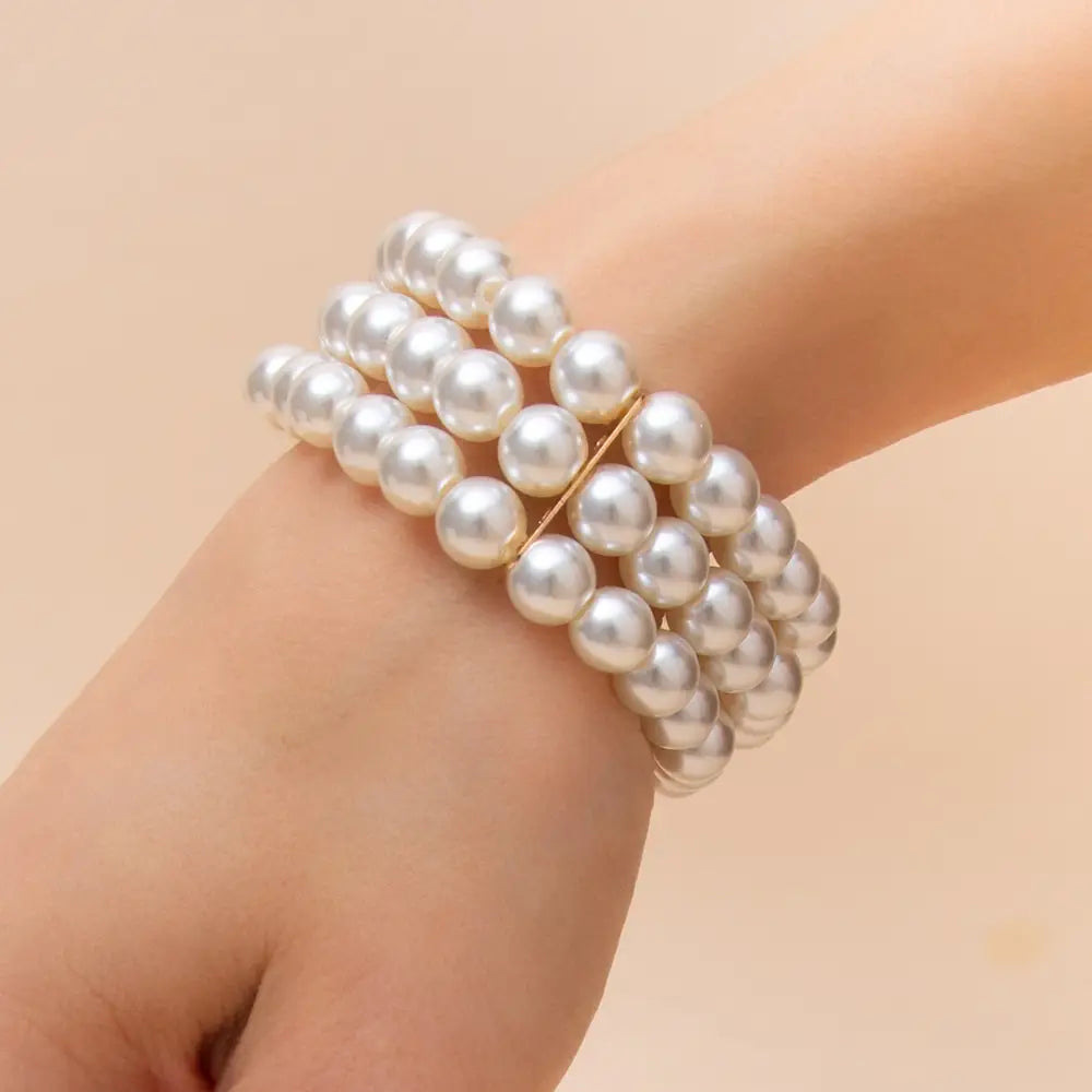 3-Line Pearl Stretch Bracelet