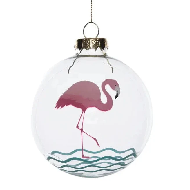 Coastal Christmas Flamingo Sand Keeper Ornament