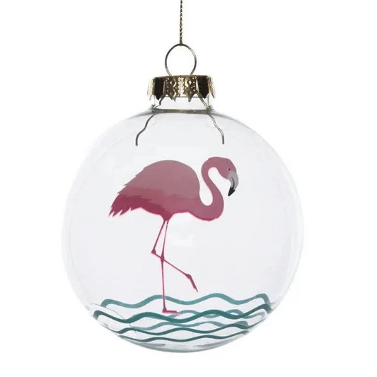 Coastal Christmas Flamingo Sand Keeper Ornament