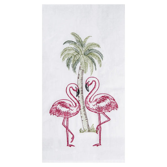 Coastal Flamingos & Palm Tree Flour Sack Kitchen Towel