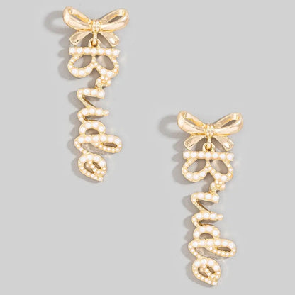Pearl Pave Bride and Bow Stud Dangle - A.S.