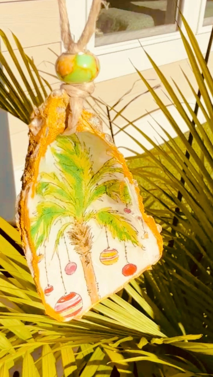 Under the Palms Oyster Shell Ornament