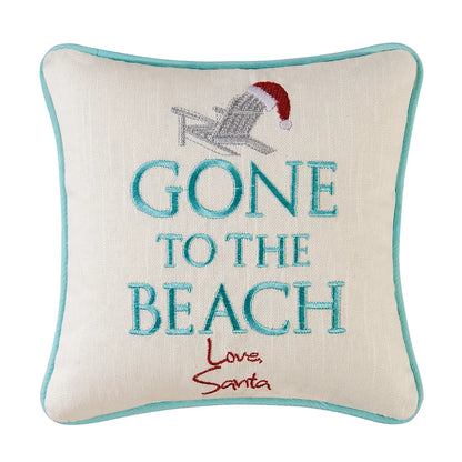 Christmas "Gone To the Beach" Coastal Throw Pillow