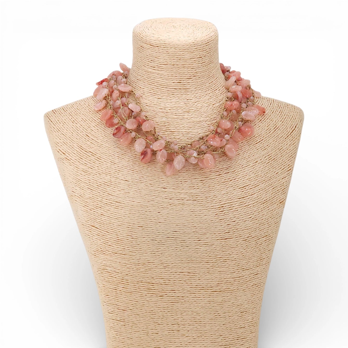 Pink Coastal Beaded Collar Necklace
