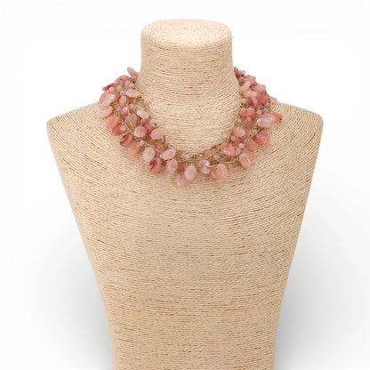 Pink Coastal Beaded Collar Necklace