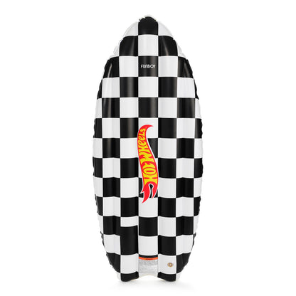 FUNBOY X Hot Wheels Kids Checkered Flame Surfboard (Reversible) Float