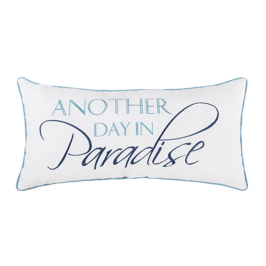 Beachy Coastal "Another Day in Paradise" Throw Pillow