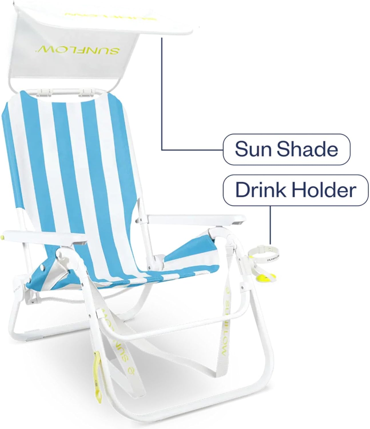 Sunflow Shore Thing Beach Chair w Shade & Cupholder