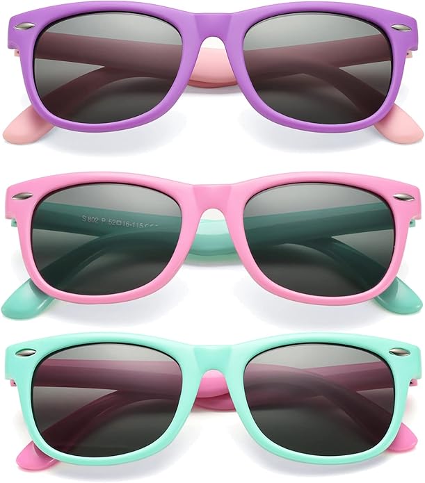 Kids Polarized Sunglasses - Rubber Flexible Shades for Girls/Boys Age 3-9