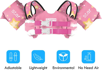 Chriffer Kids Unicorn Swim Vest Life Jacket for 30-55 Pounds Boys and Girls, Toddler Floaties with Shoulder Harness Arm Wings for 2-7 Years Old