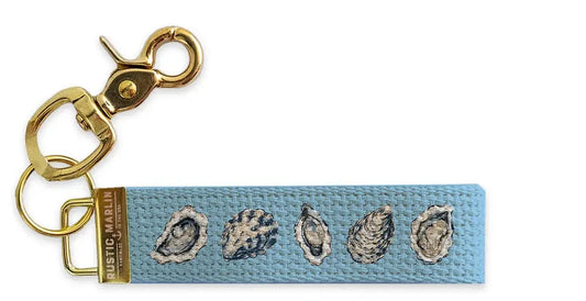 Isle of Palms Blue & Gold Coastal Oyster Keychain