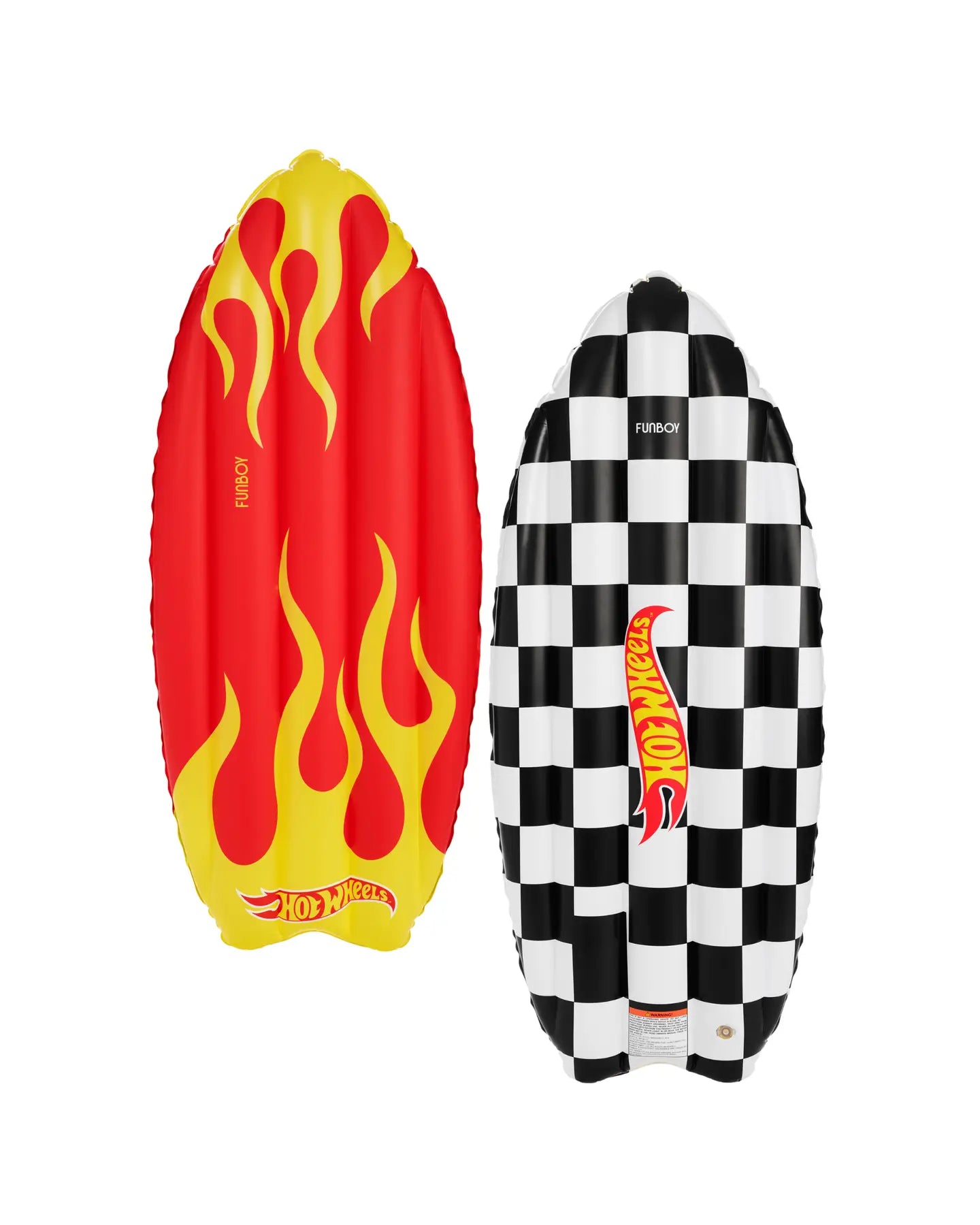 FUNBOY X Hot Wheels Kids Checkered Flame Surfboard (Reversible) Float