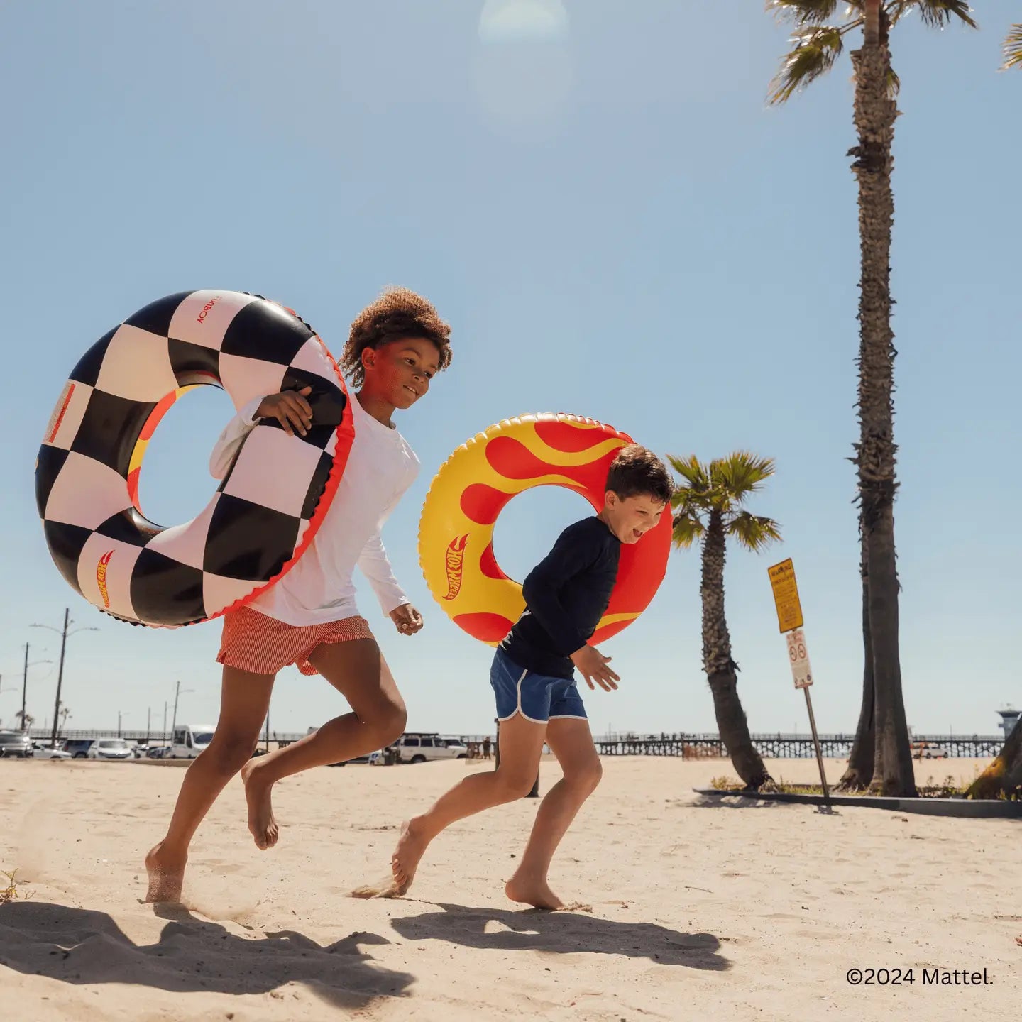 FUNBOY X Hot Wheels Kids Checkered Flame Tube Float (Reversible)