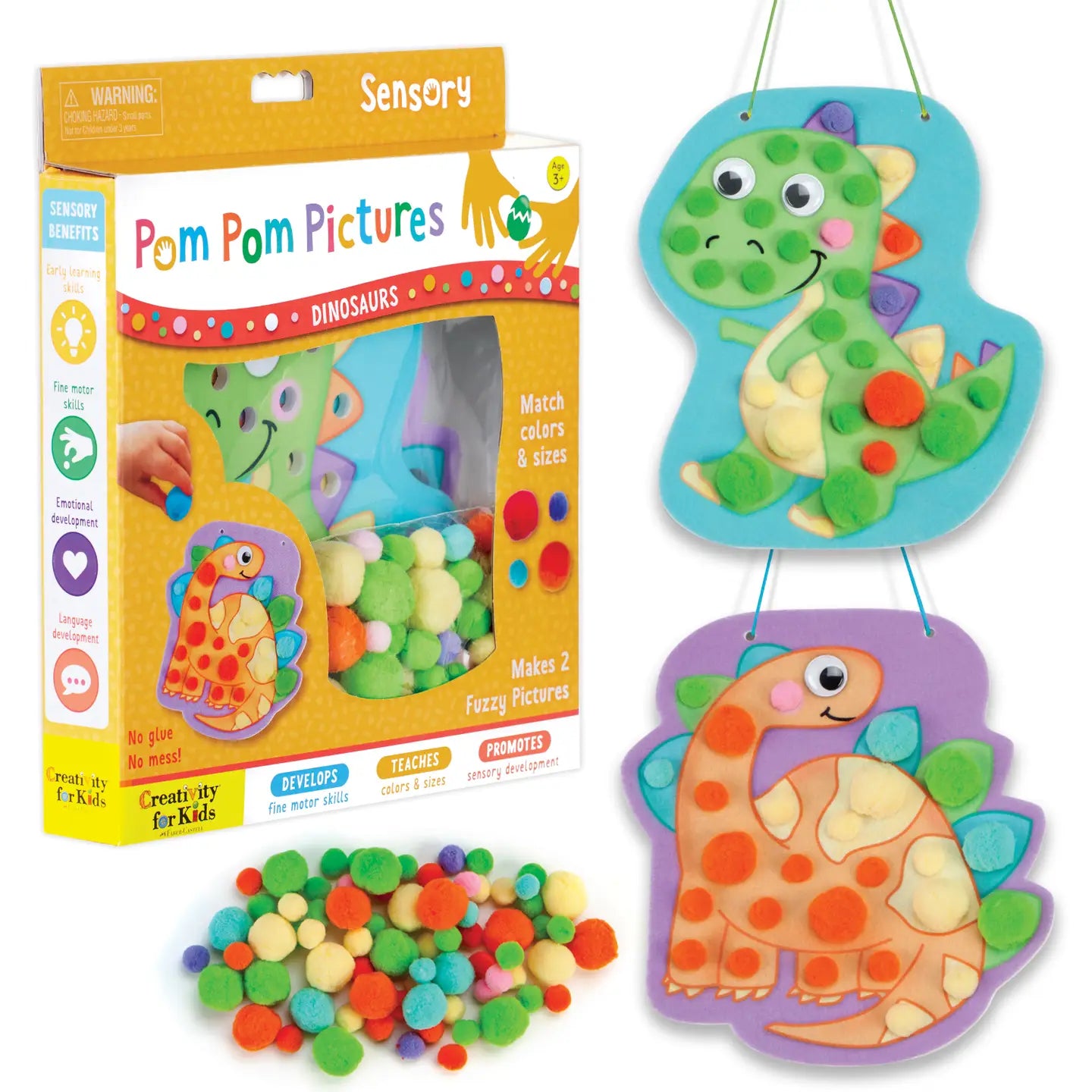 Pom Pom Dinosaur Pictures Activity Kit For Preschool Kids