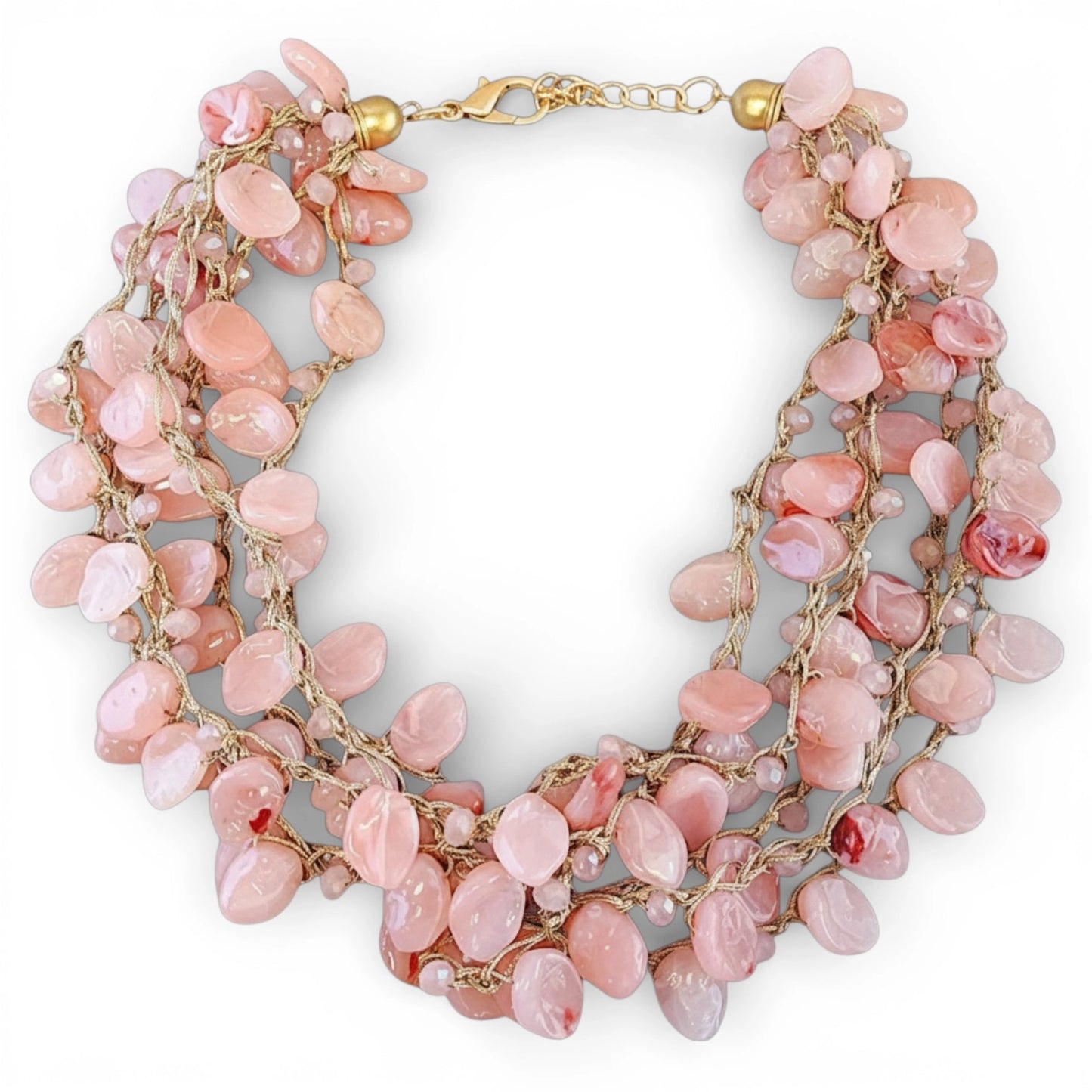 Pink Coastal Beaded Collar Necklace