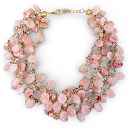 Pink Coastal Beaded Collar Necklace