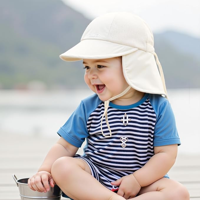 Cream Baby Sun Hat with Breathable Mesh, UPF 50+ Boys Girls Toddler Swim