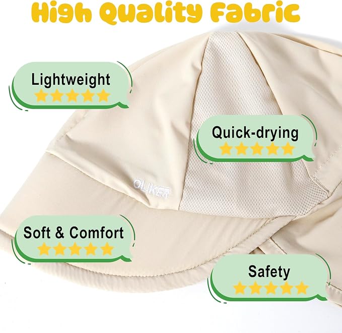 Cream Baby Sun Hat with Breathable Mesh, UPF 50+ Boys Girls Toddler Swim