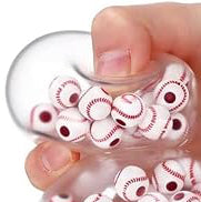 Clear Squishy Ball with Baseball Acrylic Beads Inside - Squish Sensory Toy - 2.36 Inch - Ages 6+