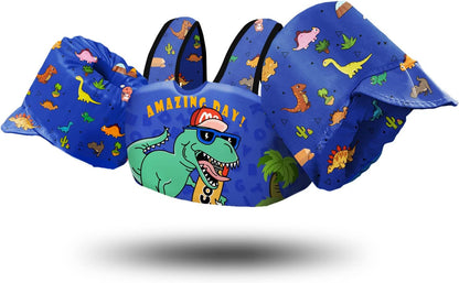 Chriffer Kids Dinosaur Swim Vest Life Jacket for 30-55 Pounds Boys and Girls, Toddler Floaties with Shoulder Harness Arm Wings for 2-7 Years Old