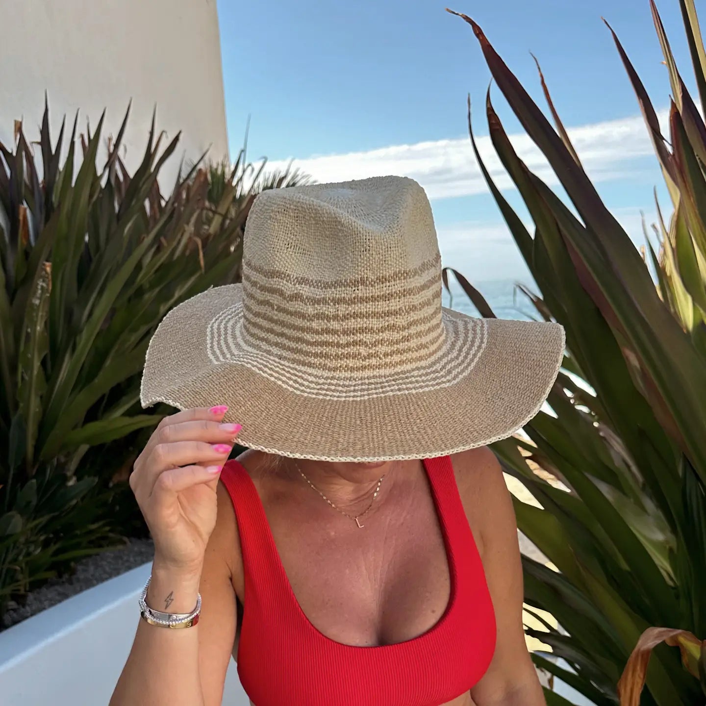 Local Beach Del Cabo Sun Hat - Natural/Brown Stripe
