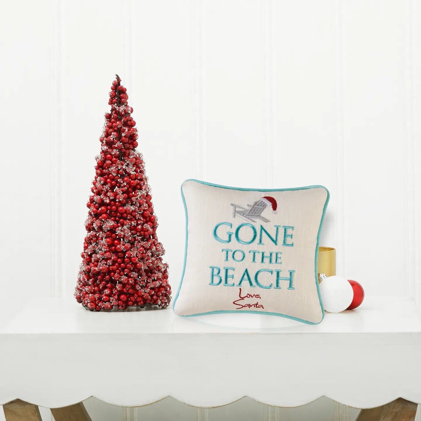 Christmas "Gone To the Beach" Coastal Throw Pillow