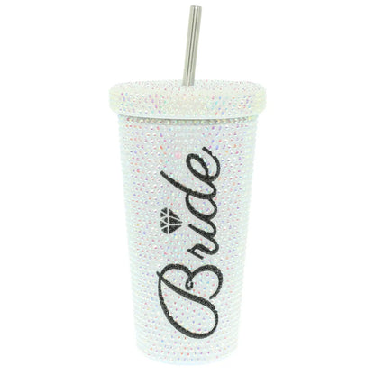 “Bride” Rhinestone Design Pavé Stainless Steel Tumbler