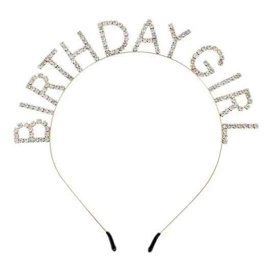 "Birthday Girl" Text Rhinestone Headband