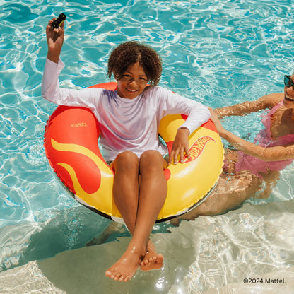 FUNBOY X Hot Wheels Kids Checkered Flame Tube Float (Reversible)