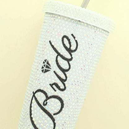 “Bride” Rhinestone Design Pavé Stainless Steel Tumbler