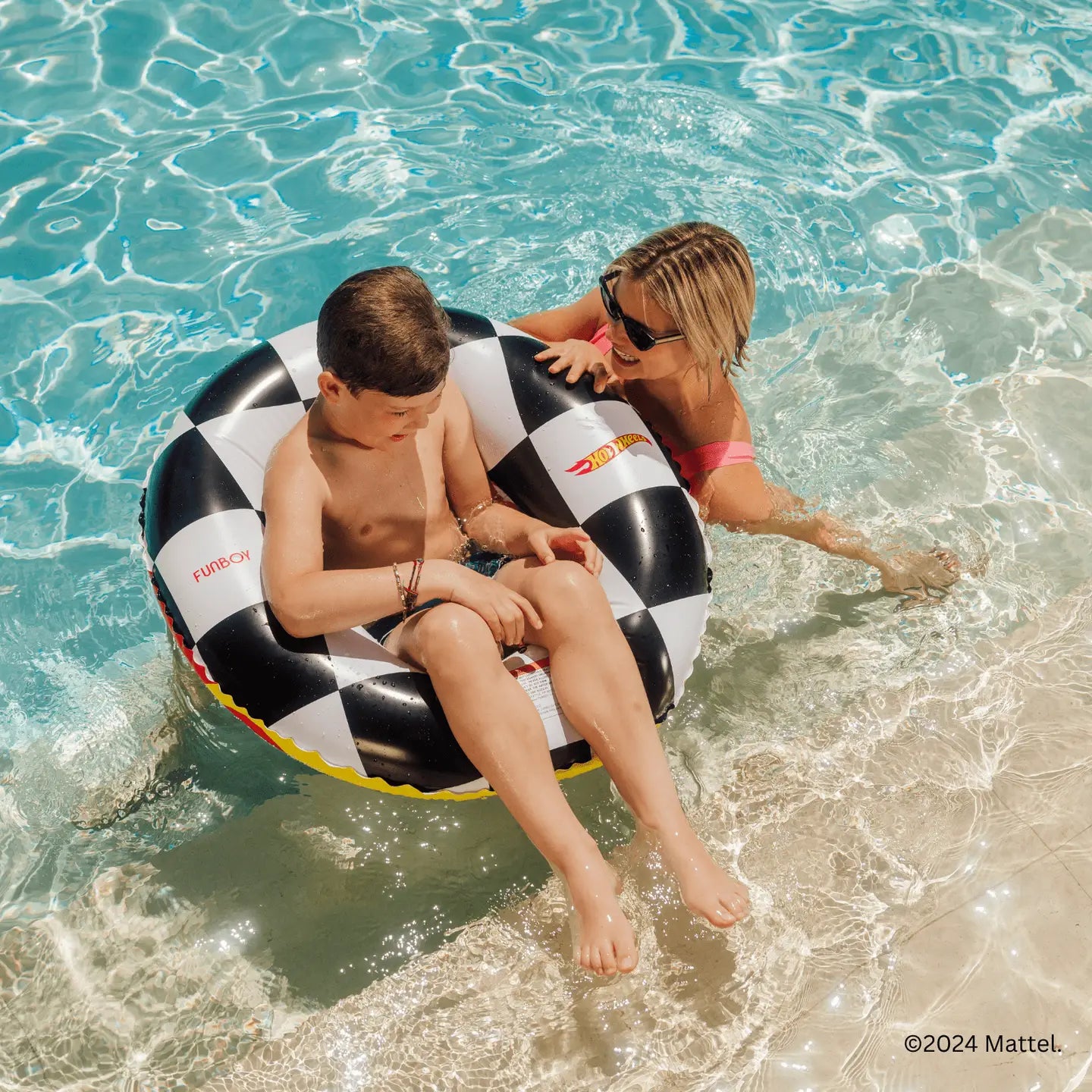 FUNBOY X Hot Wheels Kids Checkered Flame Tube Float (Reversible)