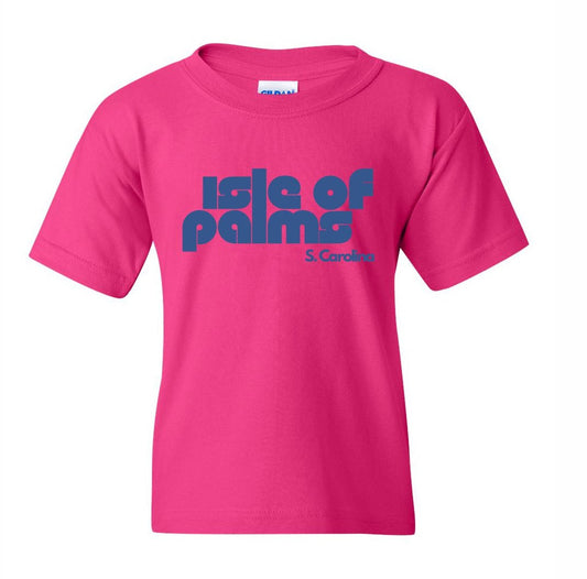 Isle of Palms, S. Carolina T-Shirt - Youth Unisex - Pink/Blue Letters