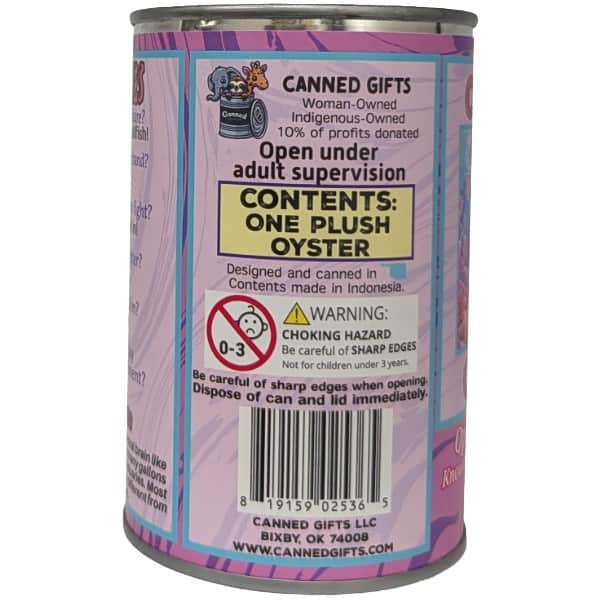 Canned Gifts - The Canned Oyster - Stuffed Animal Plush W/Jokes