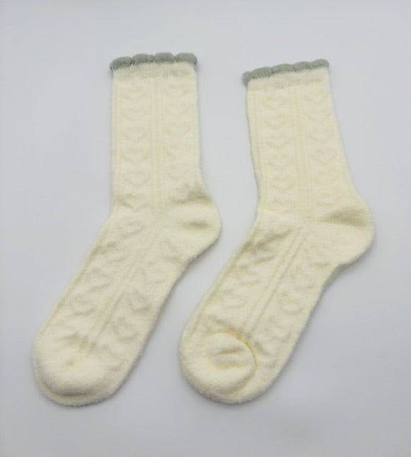 Cream Heart Socks