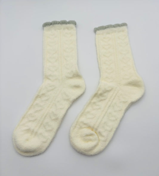 Cream Heart Socks