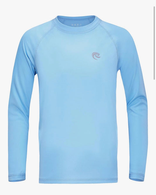 Kids Light Blue Rash Guard Top