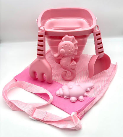 Kids Beach Sand Bucket 6 Piece Set in Pink