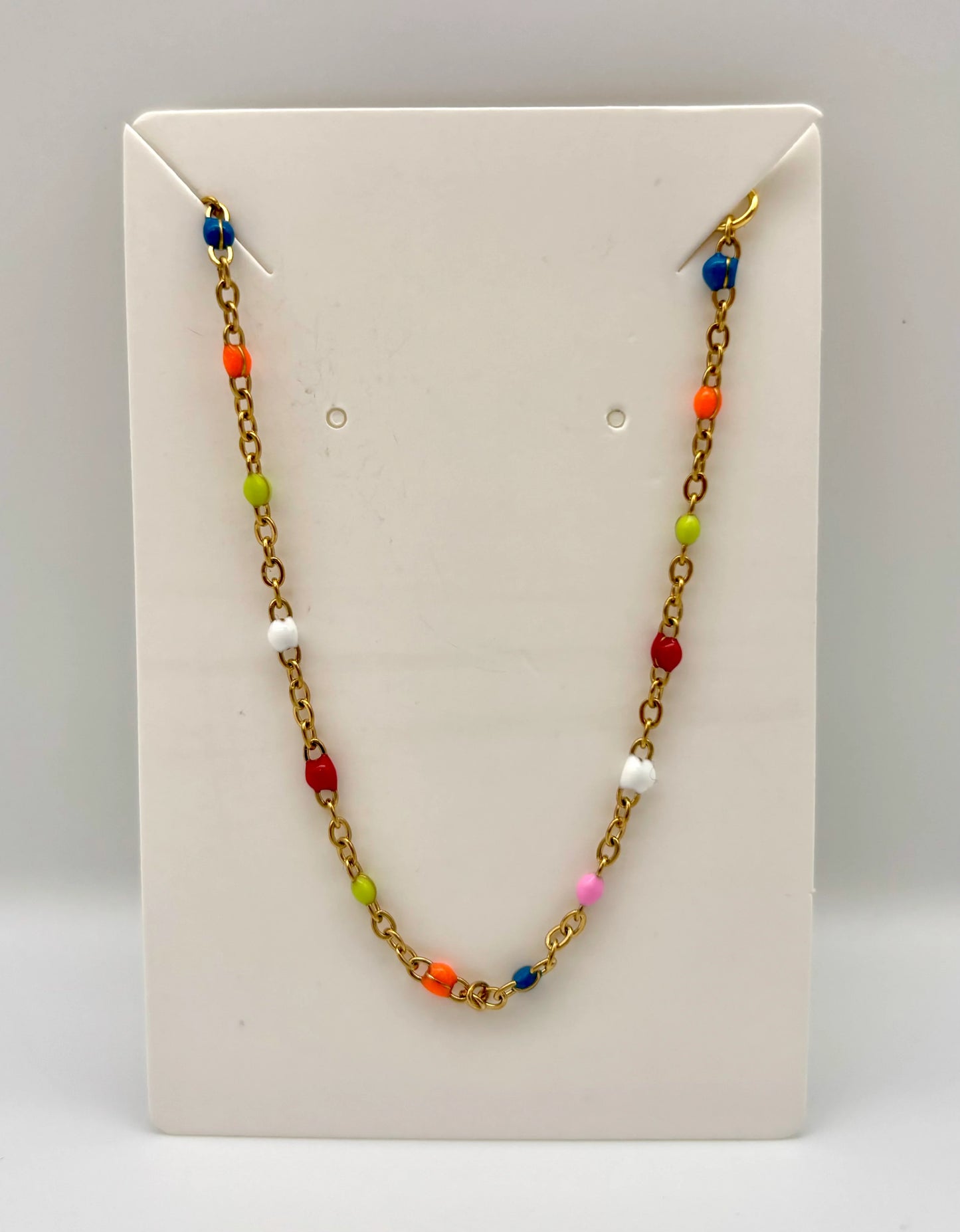 Multi Colored Beads on a Gold Chain Anklet